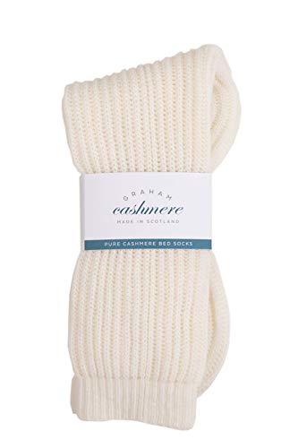 Graham Cashmere - Bettsocken aus reinem Kaschmir, gerippt, hergestellt in Schottland, in Geschenkbox, Weiß (Soft White), One size von Graham Cashmere