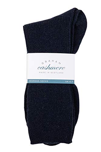 Graham Cashmere - Damen-Socken aus Kaschmir, hergestellt in Schottland, in Geschenkverpackung, marineblau, One size von Graham Cashmere