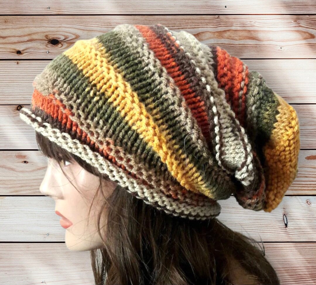 Handgemachte Multicolor Slouchy Beanie Strickmütze Weihnachtsgeschenk Handgemachte Multicolor Slouchy Beanie Strickmütze Weihnachtsgeschenk von GrahamsBazaar
