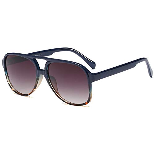 Grainas 70er Jahre Vintage Sonnenbrille für Damen und Herren Großer Rahmen Klassische Retro Brille Quadratische Lampenschirme UV400 Schutz, Blauer Leopard von Grainas