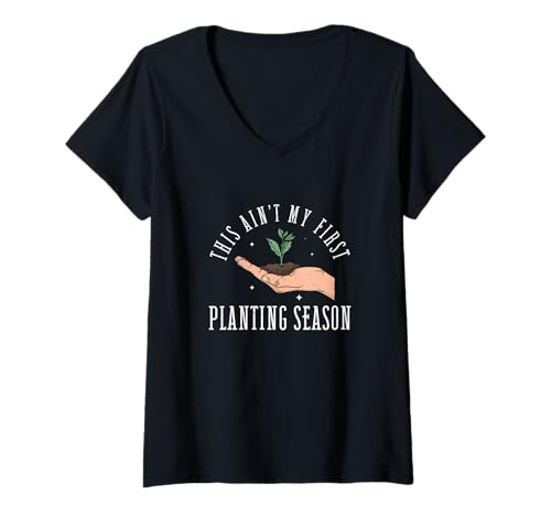 Damen Dies ist Nicht Meine erste Pflanzsaison für Agronomen T-Shirt mit V-Ausschnitt von Grainstorming Soil Mates