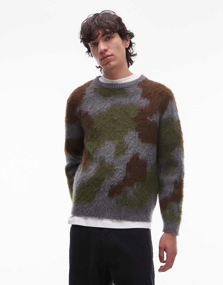 Gramicci - Gestrickter Mohair-Pullover mit digitalem Military-Muster-Bunt von Gramicci