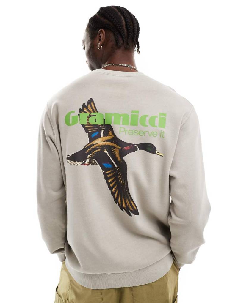 Gramicci - Sweatshirt in pigmentiertem Hellbeige mit „Preserve it"-Grafik-Neutral von Gramicci