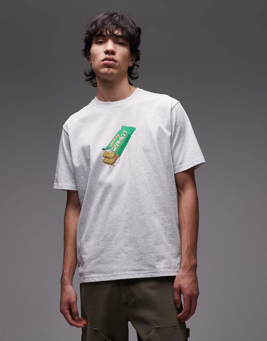 Gramicci - T-Shirt in Grau mit Müsliriegel-Print von Gramicci