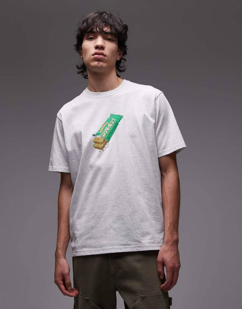 Gramicci - T-Shirt in Grau mit Müsliriegel-Print von Gramicci
