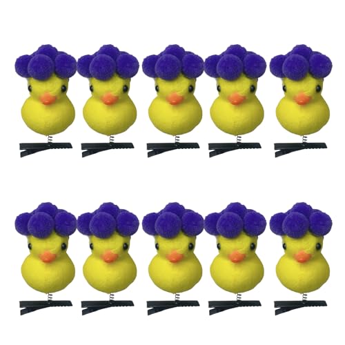 10 Stück modische kleine gelbe Enten-Haarnadeln verziert mit Blumenornament, Haarschmuck für Kinder und Erwachsene von Gramigg