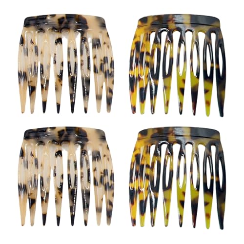 4 Stück glänzende französische Seitenkämme für Frauen, Acetat-Haar-Accessoires, sicherer Halt für Dutt, Twists, Chignons von Gramigg