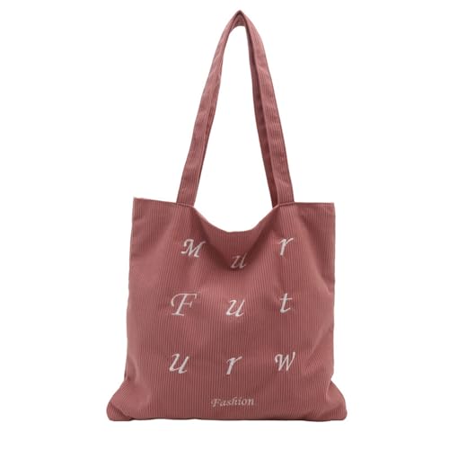 Buchstaben Stickerei Cord Handtasche Für Frauen Großzügiger Aufbewahrung Freier Umhängetasche Mit Großer Kapazität Für Schule Und Reisen Cord Umhängetasche von Gramigg