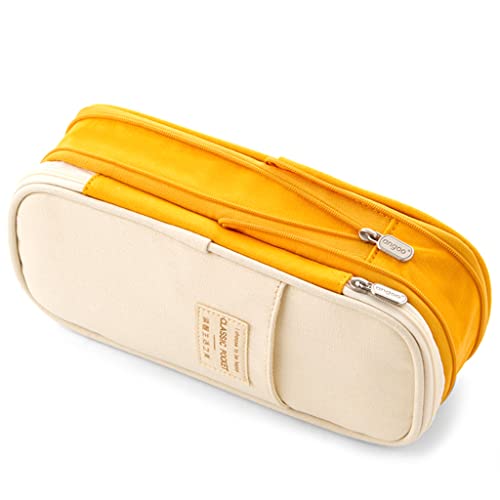 Federmäppchen aus Segeltuch, 2 Ebenen, großes Fassungsvermögen, Schreibwaren-Aufbewahrung, Organizer, erweiterbare Marker-Tasche, Schreibtisch-Organisation, Schreibwaren-Tasche und Federmäppchen von Gramigg