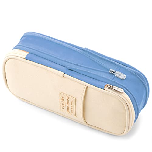 Federmäppchen aus Segeltuch, 2 Ebenen, großes Fassungsvermögen, Schreibwaren-Aufbewahrung, Organizer, erweiterbare Marker-Tasche, Schreibtisch-Organisation, Schreibwaren-Tasche und Federmäppchen von Gramigg