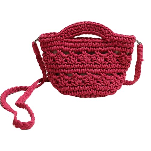 Gramigg 2024 gewebte Umhängetasche, modisch, vielseitig, Crossbody-Tasche für Mädchen, Frauen, hohl, Strand, Urlaub, Baumwolle, Reisen, Damen, stilvoll, rosarot, One Size Gramigg 2024 gewebte Umhängetasche, modisch, vielseitig, Crossbody-Tasche für Mädchen, Frauen, hohl, Strand, Urlaub, Baumwolle, Reisen, Damen, stilvoll, rosarot, One Size von Gramigg