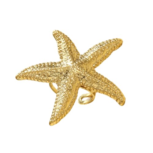Gramigg Angenehm zu tragende Seestern-Ringe mit verstellbaren Designs, tragbar für Ozeanik-Liebhaber, stilvolle Outfits für den täglichen Gebrauch, Freizeitkleidung, stilvolles Geschenk für von Gramigg