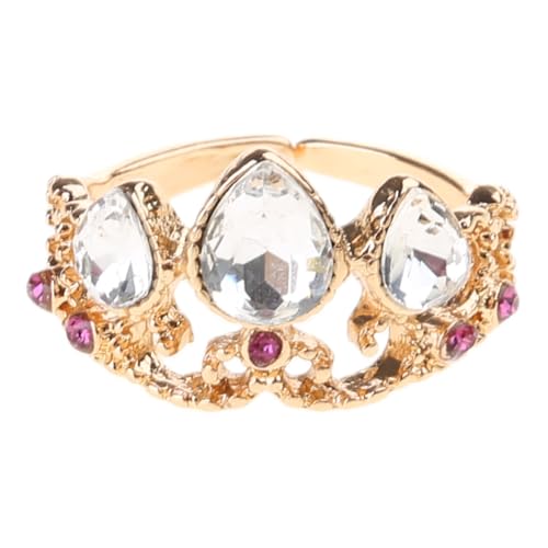 Gramigg Ausgehöhlte Krone Zirkon Ringe weiblich Mode Neuartiges Design Offen Verstellbar Hochwertiger Kristall, Metall von Gramigg