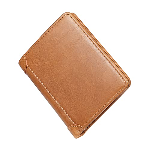 Gramigg Blocking Wallet Short Wallets Money Pocket Men Vintage Credit Card Holder Travel Coin Purse Business Blocking Card Holder for Men, braun von Gramigg
