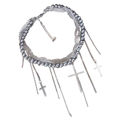 Gramigg Einstellbare Länge Halskettenkette Halskette Mit Stilvollen Quastenkreuz Pendell Schlüsselbeinkettenketten Accessoire von Gramigg
