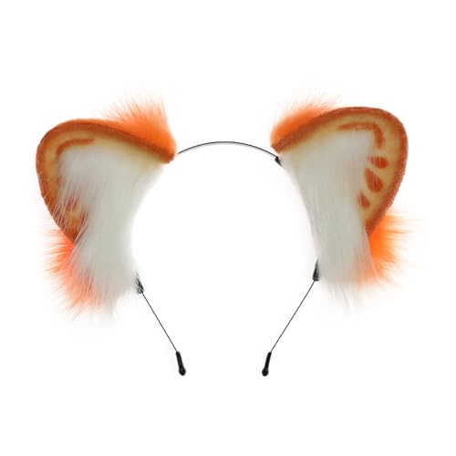 Gramigg Füchse Kunstpelz Ohren Stirnband Halloween Fasching Cosplay Kostüm handgefertigt Tier Pelzohren Haarreifen Frauen Füchse Kunstpelze Ohren Stirnband von Gramigg