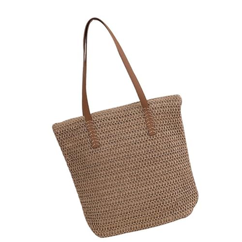 Gramigg Große Retro-gewebte Strohtasche für Damen, lässig, Strand, Reisen, Handtasche, geräumige Schultertaschen für den täglichen Gebrauch, Stroh-Strandtasche, khaki, One Size Gramigg Große Retro-gewebte Strohtasche für Damen, lässig, Strand, Reisen, Handtasche, geräumige Schultertaschen für den täglichen Gebrauch, Stroh-Strandtasche, khaki, One Size von Gramigg
