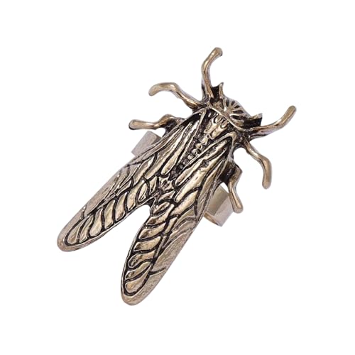 Gramigg Handgefertigte Zikadenringe aus Legierung, mehrere Insektenstile erhältlich, bequemer Tragekomfort, Schmuckzubehör für den täglichen Gebrauch, verstellbare Ringgröße, Gold, Wie beschrieben von Gramigg
