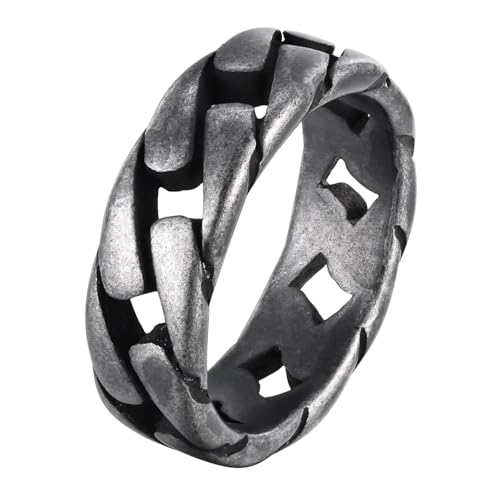 Gramigg Hohlkette, Titan-Stahlringe, Unisex, Schmuck, sichere Passform, Vintage-Stil, Designs, korrosionsbeständig, Freizeitkleidung, Unisex, Gothic-Kettenringe von Gramigg