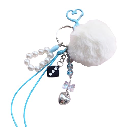 Gramigg Mehrzweckperlen Verschönerte Keyring Trendy Pearls Sphere Keychain Sturdy Acryl Acryl Beuteldekoration von Gramigg