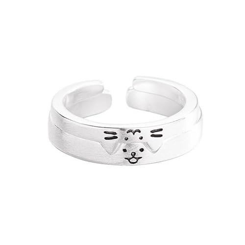 Gramigg Mode Verstellbare Symbolische Ringe Einzigartige Katzen Und Hundemuster Unbewohnte Ringe Besonderes Geschenk Für Tierische Enthusiasten von Gramigg