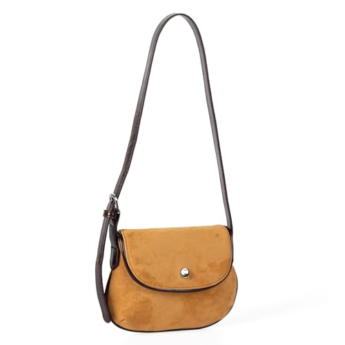 Gramigg Moderne Wildleder-Unterarm-Geldbörse, geräumige Kapazität, Tragegriff oben, lässige Umhängetasche, Reisezubehör, verstellbarer Riemen, Schultertasche, aprikose, One Size von Gramigg