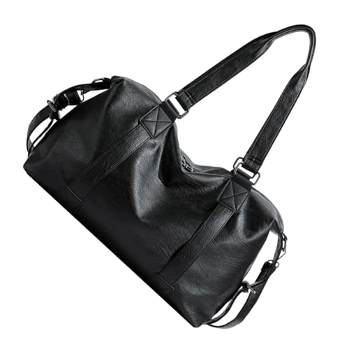 Gramigg Modische Damen-Umhängetasche aus PU-Leder mit verstellbarem Riemen und geräumigem Innengriff oben, lässige Handtasche, Schwarz , One Size von Gramigg