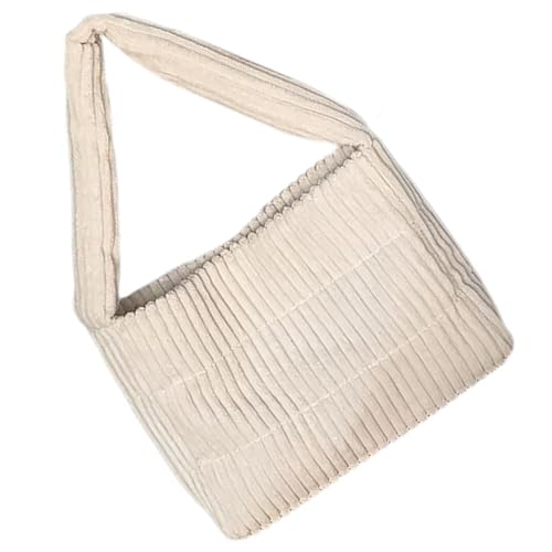 Gramigg Modische Umhängetasche aus Cord mit großem Fassungsvermögen, einfarbig, elegante Plüsch-Unterarm-Handtasche für Damen, lässige Pendlertasche, beige, One Size von Gramigg