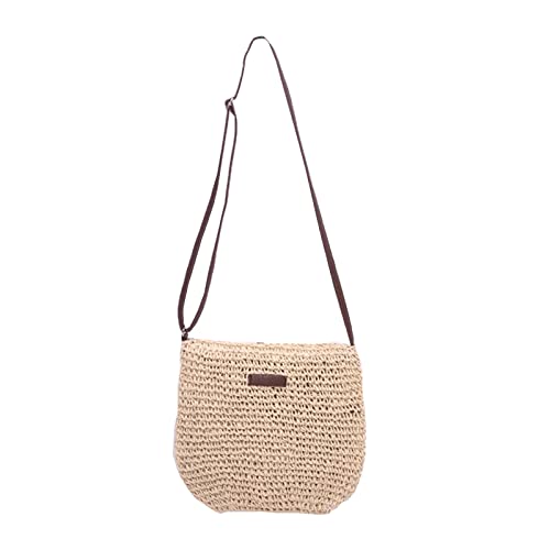 Gramigg Modische Umhängetasche aus gewebtem Stroh, für Damen, Kuriertasche für Urlaub, Strand, Reisen, Stroh, Crossbody für Damen, Urlaub, beige, One Size von Gramigg