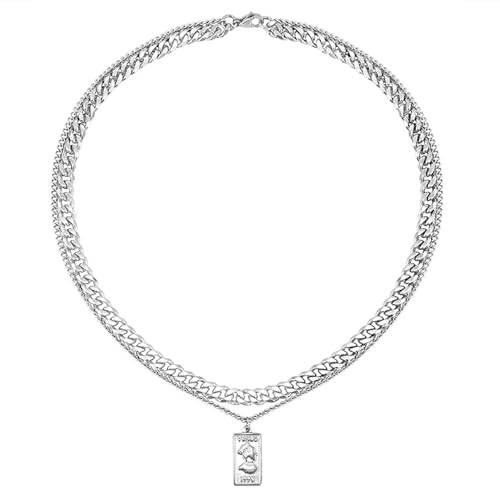 Gramigg Rechteckige Halskette Rechteckige Länge Stilvoller Silber Rechteckiger Halskette Von Männern Mit Verstellbarer Kette von Gramigg