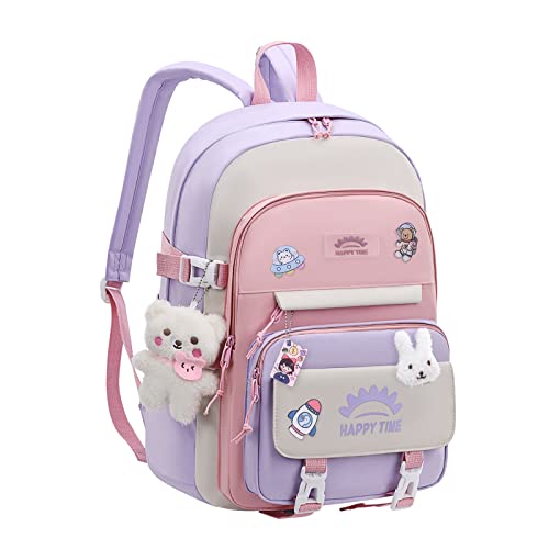 Gramigg Schöner Schulrucksack für Mädchen, niedliche Schultasche für Teenager, Mädchen, Frauen, Studenten, lässiger Reise-Tagesrucksack mit Nadeln und Anhänger, Rucksack für Teenager, I, One Size Gramigg Schöner Schulrucksack für Mädchen, niedliche Schultasche für Teenager, Mädchen, Frauen, Studenten, lässiger Reise-Tagesrucksack mit Nadeln und Anhänger, Rucksack für Teenager, I, One Size von Gramigg