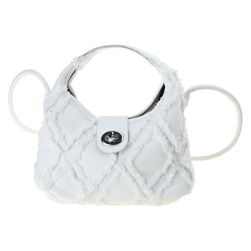 Gramigg Trendige Damen-Denim-Umhängetasche, modische Damentasche, einfarbig, Denim, Retro-Kuriertasche, Retro-Kuriertasche, beige, One Size von Gramigg