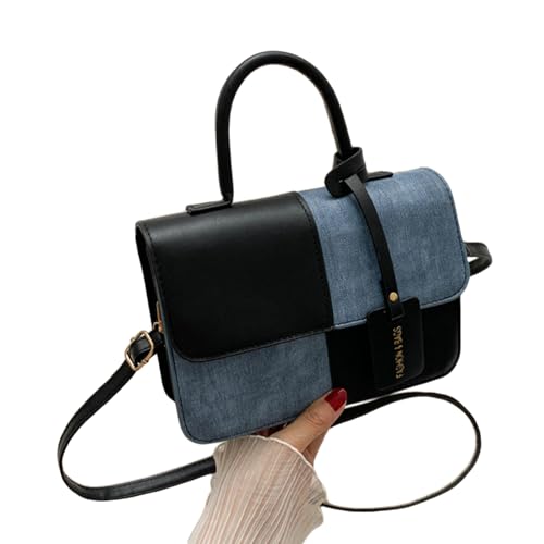 Gramigg Umhängetasche aus PU-Kunststoff, Patchwork-Handtasche, quadratisch, Schultertasche, für Mädchen und Frauen, vielseitige Damengeldbörse, trendiges PU, Schwarz , One Size Gramigg Umhängetasche aus PU-Kunststoff, Patchwork-Handtasche, quadratisch, Schultertasche, für Mädchen und Frauen, vielseitige Damengeldbörse, trendiges PU, Schwarz , One Size von Gramigg