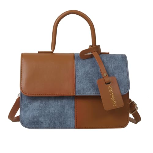 Gramigg Umhängetasche aus PU-Kunststoff, Patchwork-Handtasche, quadratisch, Schultertasche, für Mädchen und Frauen, vielseitige Damengeldbörse, trendiges PU, braun, One Size Gramigg Umhängetasche aus PU-Kunststoff, Patchwork-Handtasche, quadratisch, Schultertasche, für Mädchen und Frauen, vielseitige Damengeldbörse, trendiges PU, braun, One Size von Gramigg