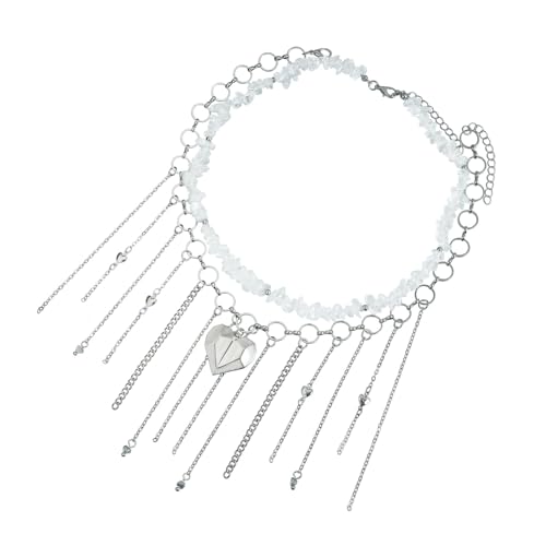 Gramigg Unregelmäßiger Naturstein Herz Anhänger Fringe Colarmbone Kette Halskette Legierung Leichtes Schichtschmuck Für Frauen Böhmische Herzgeformte Halskette von Gramigg