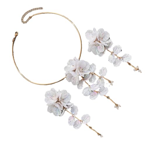 Gramigg Zartes Blumenmuster-Halsketten-Ohrring-Set, atmungsaktiv, stabile Legierung, Harz-Materialien, alltägliche Modeaccessoires, floraler Anhänger und Ohrringe von Gramigg