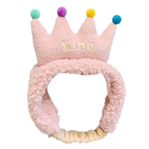 Haarband aus Plüsch, bunt, mit Krone, breites Haarband, elastisch, pelzig, für Spa, Make-up, Werkzeug, Haarzubehör, elastisches Plüsch-Make-up-Stirnband für Mädchen von Gramigg