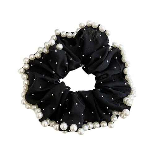 Haargummis mit künstlichen Perlen für Damen, gepunktetes Haar, elastisch, ästhetisch, übergroße Haarkreise für den täglichen Gebrauch von Gramigg