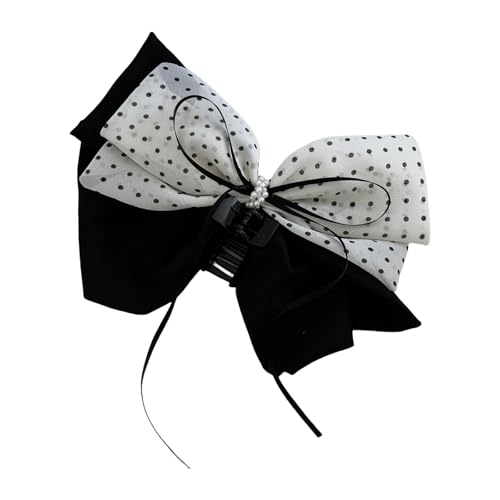 Haarspange mit Schleife, elegant, schwarz-weiß gepunktet, französischer Look, für Damen, Teenager, tägliches Styling von Gramigg