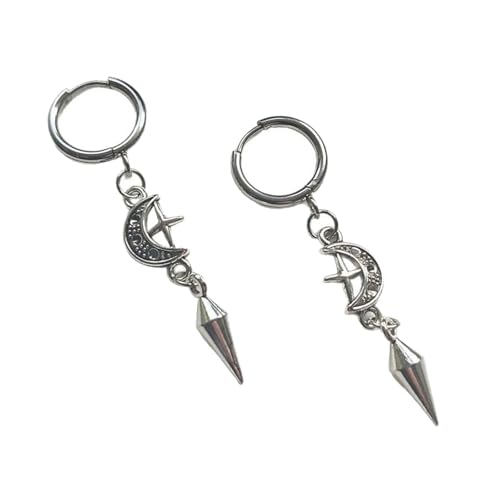 Leichte gotische Spikes-Ohrringe mit mystischem Mond und Stern, handgefertigter Ohrschmuck für Musikfestivals und Veranstaltungen, coole geheimnisvolle Ohrringe, Einheitsgröße, Wie beschrieben, Wie von Gramigg