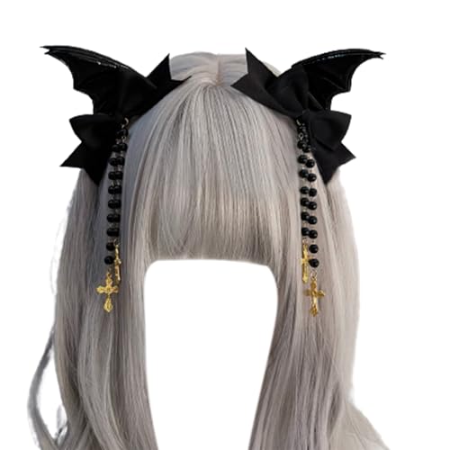 Punk Kopfschmuck Schleife Halloween Haarspange Punk Haarspange mit Teufelsflügel Coole Mädchen Fledermausflügel Form Gothic Haarspangen für Frauen von Gramigg