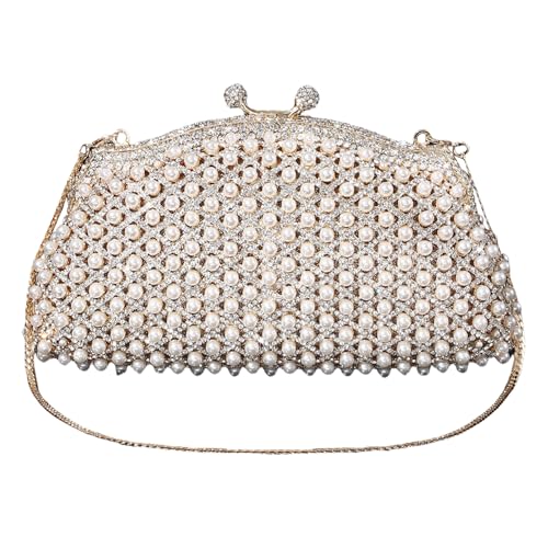 Stilvolle Handtasche mit Strasssteinen und Perlen für Damen, glitzernde Clutches Geldbörse mit Kette für Hochzeiten, Abschlussbälle und Abendpartys von Gramigg
