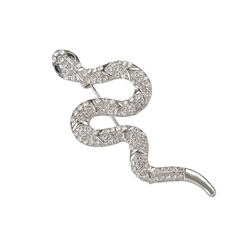 Stilvolle Schlangen Inspirierte Brosche Modische Serpentinen Brosche In Robustem Metall Mit Funkelnden Highlight von Gramigg