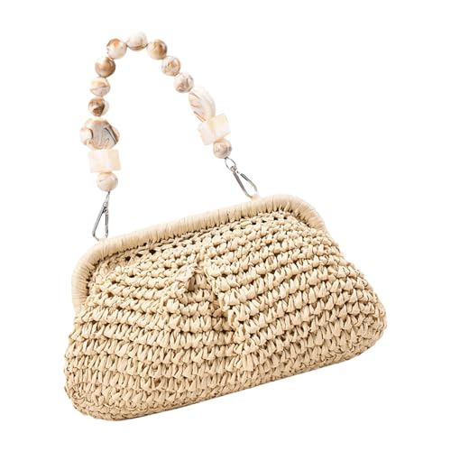 Stylish Gewebte Strohbeutel Für Frauen Modische Strandhandtasche Große Kapazität Umhängetaschen Frauen Urlaubstasche Strand Party Handtasche von Gramigg