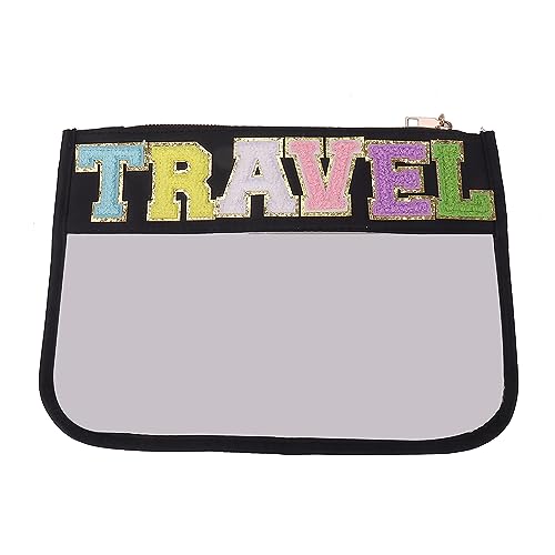 Transparente Make-up-Tasche aus Chenille, Reise-Kulturbeutel, Kosmetiktasche, Aufbewahrung, Oragenizer für Damen und Mädchen, Reise-Make-up-Tasche, Schwarz Travel, Mass Beauty Transparente Make-up-Tasche aus Chenille, Reise-Kulturbeutel, Kosmetiktasche, Aufbewahrung, Oragenizer für Damen und Mädchen, Reise-Make-up-Tasche, Schwarz Travel, Mass Beauty von Gramigg