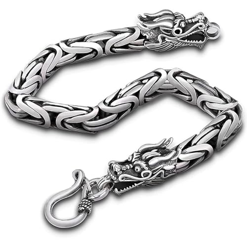 Trendige Verstellbare Armbänder Handgewebtes Doppeldrachenkopf Armreifen Chinesische Drachen Des Knochens Armband Für Alle Anlässe von Gramigg