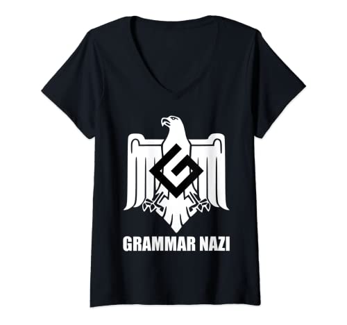Damen Grammar Nazi Lustiges englisches Schreib- und Rechtschreib-Geschenk T-Shirt mit V-Ausschnitt von Grammar Nazi Gifts