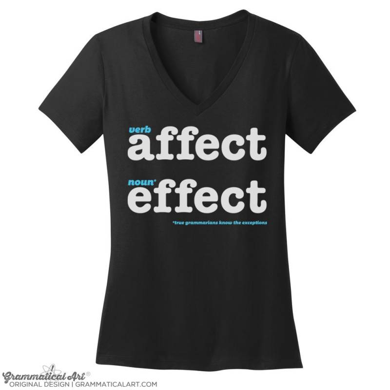 Affekt Vs Effekt Damen V-Ausschnitt T-Shirts Nerdy Shirt Grammar Nerd Frauen Editor Englisch Lehrer Geschenke von GrammaticalArt
