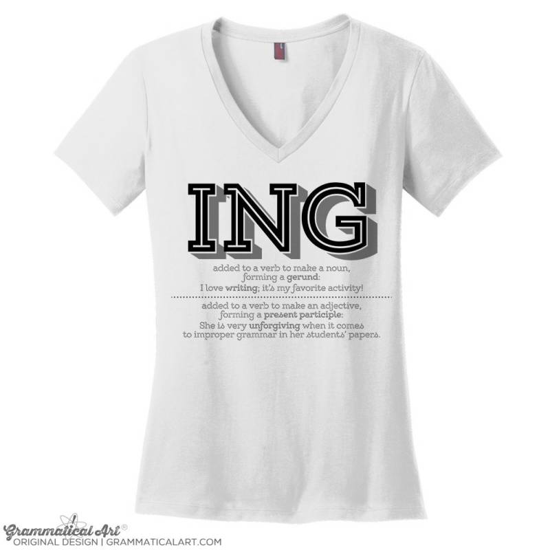 Grammar Nerd Frauen V Neck T-Shirt Shirt Damen Englisch Lehrer Geschenk Für Gerund Richtige Grammatik Major von GrammaticalArt