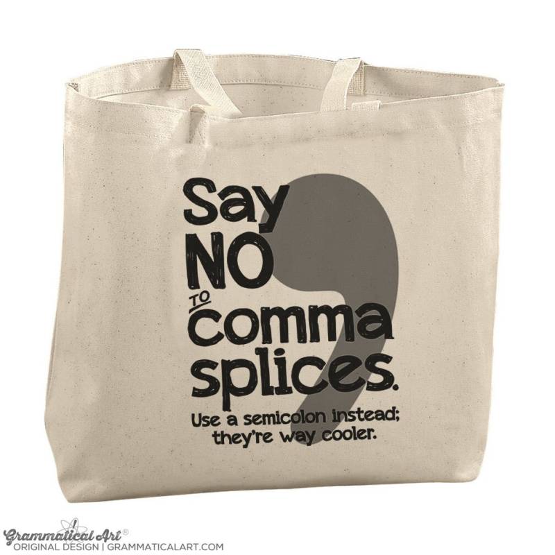 Interpunktionstasche Große Totes Beach Bags Canvas Tote Bag Grammar Wiederverwendbare Einkaufstasche Lehrertasche Comma Splice von GrammaticalArt